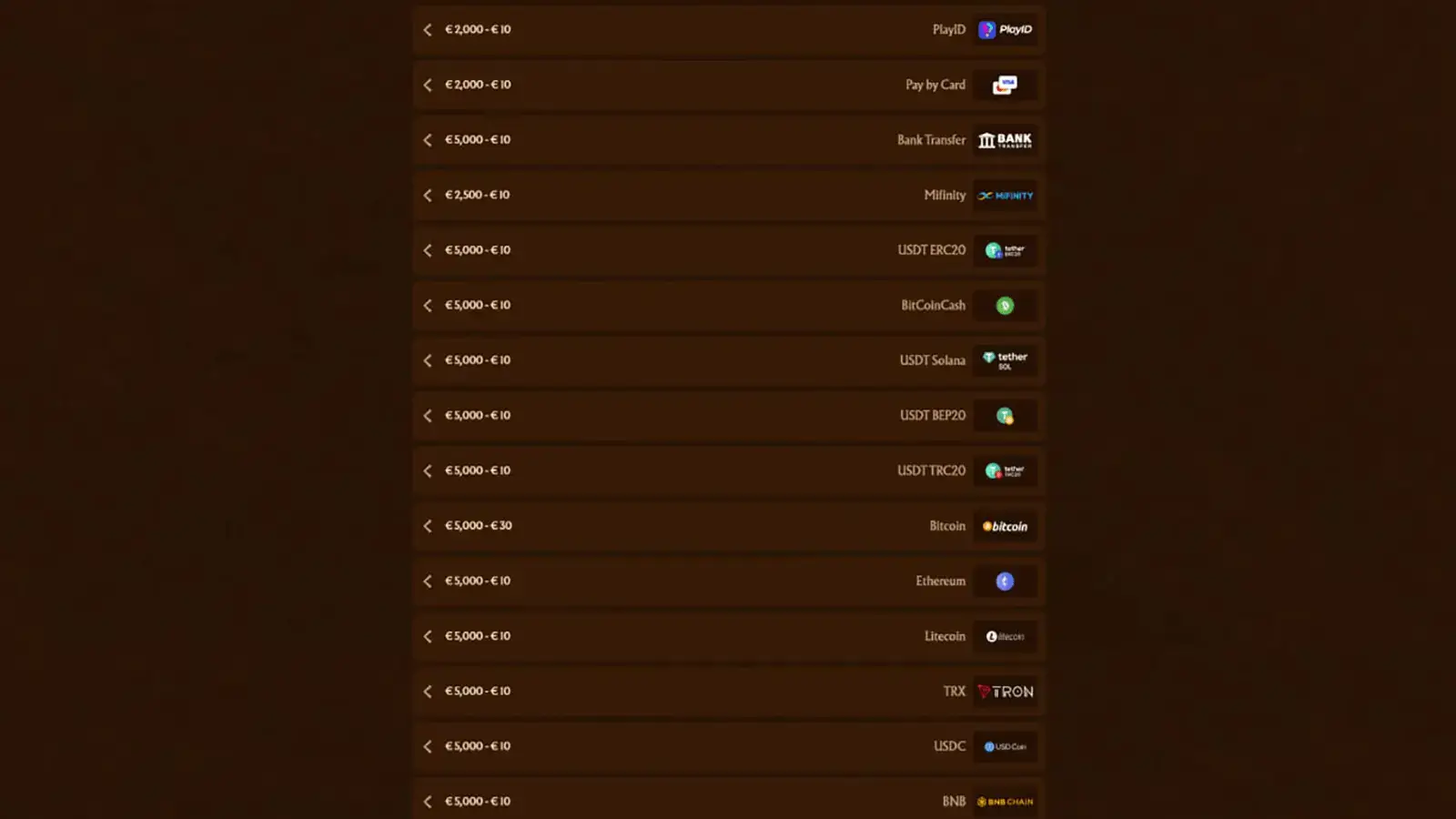 AmunRa Casino Payment Methods in Arabic Countries