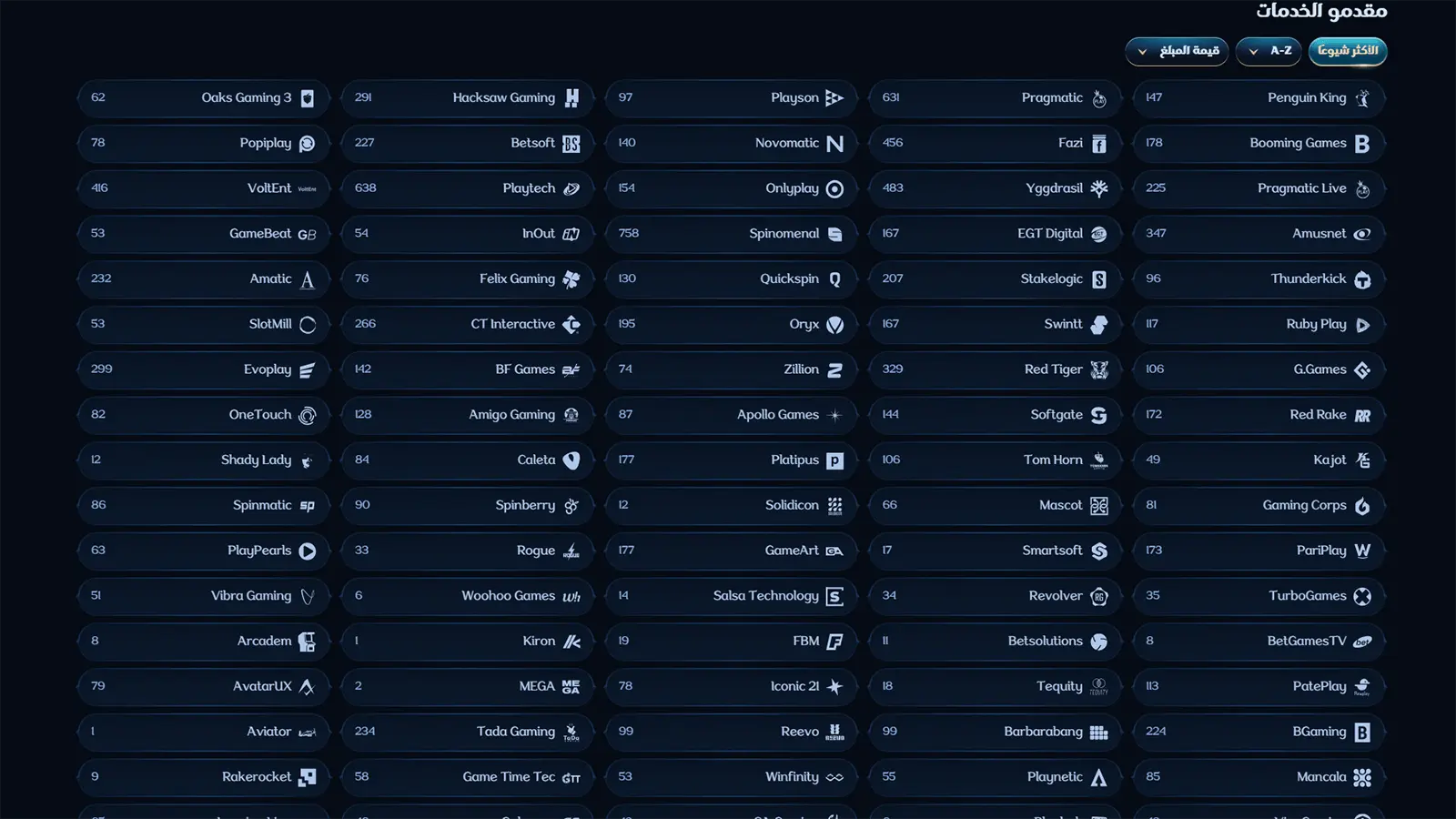 Games Providers at Millioner Casino in Arabic Countries