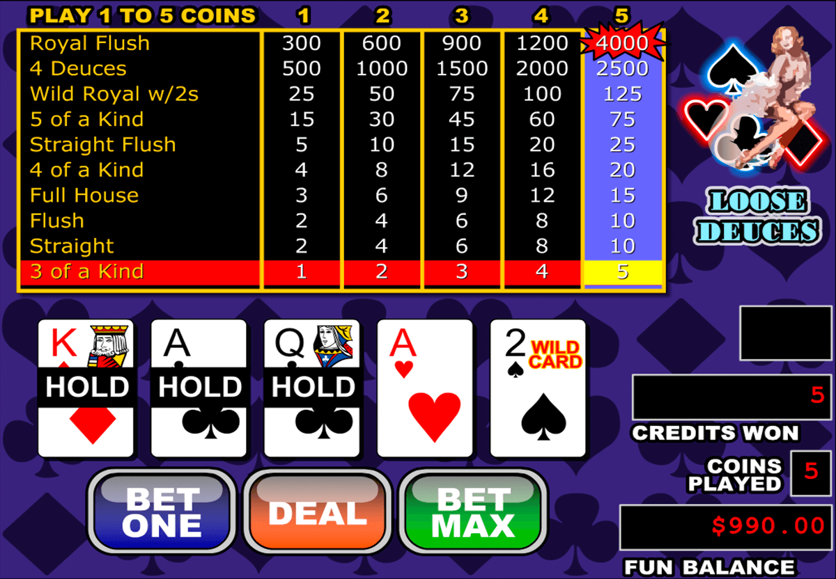 loose deuces video poker rtg
