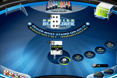 premier high streak blackjack microgaming